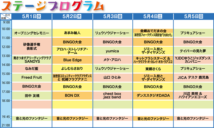 2019年ステージプログラム