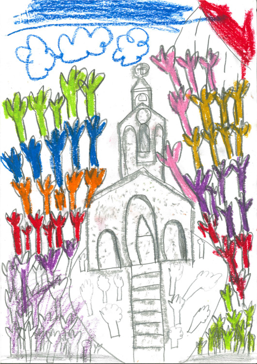 【入選】作品名「花につつまれた教会」